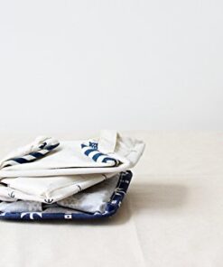 Orino Waterproof Nursery Nautical Fabric Small Storage Baskets Beach Anchor Theme Collapsible Portable Storage Bins with Handle for Cloth, Toys, Books, Sundries, Set of 3 Navy Blue Style 21 41CJnGzlFRL