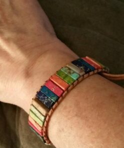 Plumiss 7 Chakra Bracelets for Women Boho Handmade Natural Jasper Stone Healing Energy Bead Leather Wrap Bracelet Jewelry Collection Chakra Jasper 31 41CRp3FonL