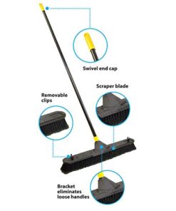 Quickie Bulldozer Smooth-surface Push Broom 24 inch, Black, Indoor and Outdoor Cleaning, Steel Handle, Professional-Grade, Sweep Home/Garage/Kitchen/Hallways (538) Smooth Surface Standard 9 41DTvWCjfwL