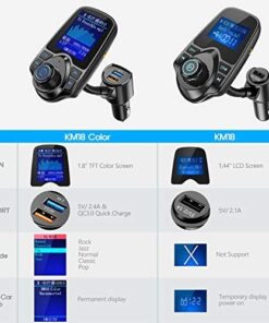 Nulaxy Wireless In-Car Bluetooth FM Transmitter Radio Adapter Car Kit W 1.8 Inch Display Supports TF/SD Card and USB Car Charger for All Smartphones Audio Players-KM18 color 24 41EmctnMDNL