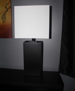 Elegant Designs LT1025-BLK Modern Leather Table Lamp with White Fabric Shade, Black 1 51 41F4XcTJZTL
