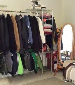 Seville Classics Closet Garment Organizer with Metal Hanging Rod Wardrobe Storage System, w/ Steel Shelves for Clothes, Shirts, Jackets, Coats, Blankets, Shoes, Steel, Expandable Rack 65 41FJGRlXMGL