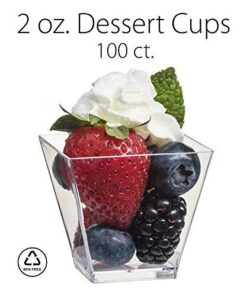 Zappy 100 Ct Elegant Square Mini Cube 2oz Clear Tasting Sample Shot Glasses 100 Ct Dessert Cups Disposable Plastic 100 Count (Pack of 1) 34 41FhHiVNSWL