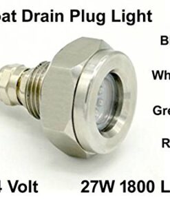 Tidal Wake IP68 Underwater 1/2in Standard Boat Drain Plug LED Light, Brilliant Underwater Lighting in Minutes! No Holes to Drill! Green 33 41GHT4i qL