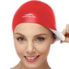 Reversible Silicone Swim Cap, Waterproof 2-in-1 Swimming Caps for Men and Women with Carry Bag, Flexible Adult Swimmers Cap for Short and Medium Length Hair Red/White 32 41GTRg376QL