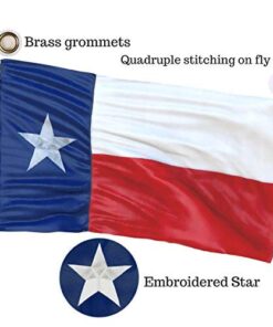 Texas Flag with a Bonus Car Sticker - Embroidered Star, Tough, Long Lasting Nylon Built for Outdoor Use, UV Protected and Sewn Using Quadruple Lock Stitching on Fly End 4x6 ft 18 41HUFdj9kpL