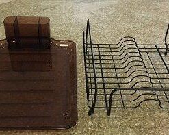 iDesign Forma Lupe Stainless Steel Metal Sink Dish Drainer Plastic Tray Kitchen Drying Rack For Glasses, Silverware, Bowls, Plates, 13.3" x 17.5" x 5.2", Bronze Set of 1 26 41HV 52BBBL