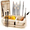 Portable Paint Brush Caddy and Holder with Storage Lid and Water Troughs 10.5 inches Gray Plastic 7 41HiviEr5L