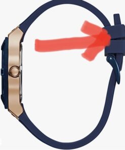 GUESS Women Stainless Steel Quartz Watch with Silicone Strap Blue/Blue/Rose Gold Tone/Blue 26 41HnRCgU1AL