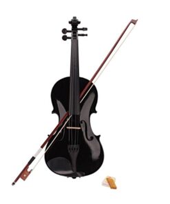 Teekland 4/4 Size Acoustic Violin for Beginner with Fiddle Case/Bow/Rosin (Black) Black 10 41IOVvJitEL