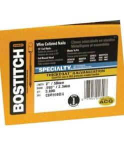 BOSTITCH Siding Nails, Wire Collated Coil, Thickcoat Galvanized, Ring Shank, 15-Degree, 2-Inch x 0.090-Inch, 3600-Pack (C6R90BDG) 11 41Ih28nikqL