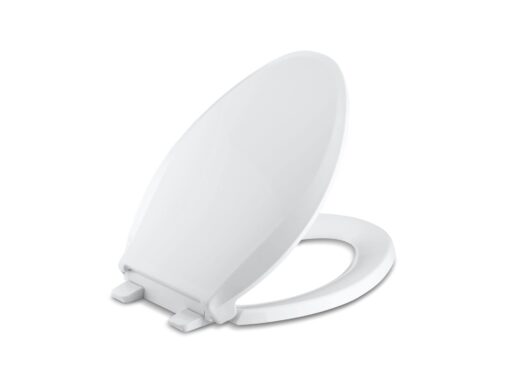 KOHLER K-4636-0 Cachet Quiet Close Toilet Seat, White, Elongated Non Ready Latch