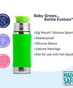 Pura 18 oz / 550 ml Stainless Steel Kids Sport Bottle with Silicone Sport Flip Cap & Sleeve (Plastic Free, Nontoxic Certified, BPA Free) (Aqua Blue) 11 41JkHQZkr7L