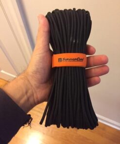 620 LB SurvivorCord Hank, Paracord 550 Type III, Military Grade, Heavy Duty Paracord with 3 Survival Strands, Cordage for Camping, with Survival Firestarter. Black (100 Ft) 100 Feet 37 41K2MilwnmL