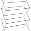 Amazon Basics Foldable Laundry Rack for Air Drying Clothing, 41.8" x 29.5" x 14.5" (L x W x H), Chrome Silver 27 41LigGAhwnL