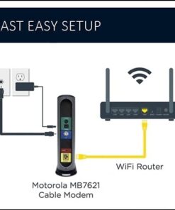 Motorola MB7621 Cable Modem | Pairs with Any WiFi Router | Approved by Comcast Xfinity, Cox, and Spectrum | for Cable Plans Up to 900 Mbps | DOCSIS 3.0 DOCSIS 3.0 (1 Gbps Ethernet Port) 29 41MbI17JXSL