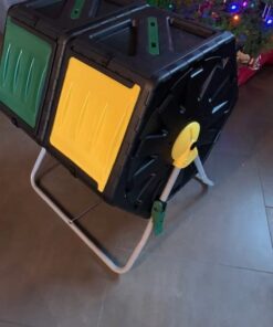 Dual Chamber Compost Tumbler – Easy-Turn, Fast-Working System – All-Season, Heavy-Duty, High Volume Composter with 2 Sliding Doors - (2 – 18.5gallon /70 Liter) 36 41NAlNZh4aL