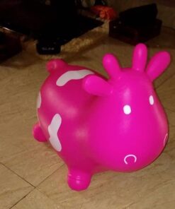 AppleRound Cow Bouncer with Air Pump, Inflatable Space Hopper, Ride-on Bouncy Animal (Pink) Pink 26 41OUvksNnOL