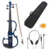 Cecilio 4/4 CEVN-2BL Electric/Silent Violin with Ebony Fittings in Blue Metallic Varnish (Full Size) – Ideal for Practice and Performance 4/4-size Cut-Out - Blue 53 41PFzq2mFrL