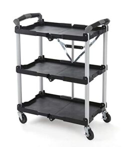 Olympia Tools 85-188 Pack-N-Roll Folding Collapsible Service Cart, Black, 50 Lb. Load Capacity per Shelf 150LB 48 41PMWHIgc0L