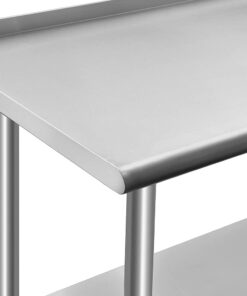 ROCKPOINT Stainless Steel Table for Prep & Work with Backsplash 60x24 Inches, NSF Metal Commercial Kitchen Table with Adjustable Under Shelf and Table Foot for Restaurant, Home and Hotel 60x24inch 35 41QEkgr7FfS