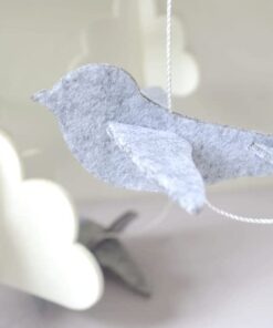 Alternative view of Sorrel + Fern Baby Crib Mobile (Birds and Clouds) - Felt Nursery Ceiling Decoration and Baby Shower for Girls & Boys - Grey & White Birds & Clouds