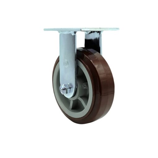 Service Caster Brand 6 Inch Heavy Duty Caster Wheel Polyurethane Wheel – 900lbs./Caster – Rigid Plate Caster with Roller Bearing 6" Wheel Rigid - No Brake - Maroon