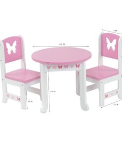 Emily Rose 18 Inch Doll Kitchen Table and 2 Chair Dining Set | 18-in Doll Furniture Accessory - Butterfly Theme 24 41ROv6ZZf7L