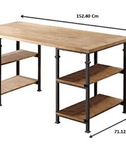 HOMELEGANCE Factory Metal Frame Writing Desk, Rustic Brown 22 41SDVcs77eL