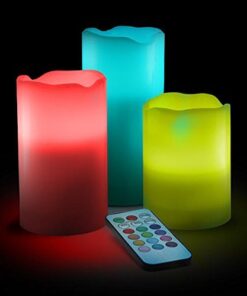 PrimeTrendz TM LED Flameless Candles, Weatherproof Outdoor & Indoor Multi Color Changing Flameless Wax Candles with Remote Control & Timer, 3 Pieces (4'', 5'', 6'' inch Candles) 9 41SItfgfF9L