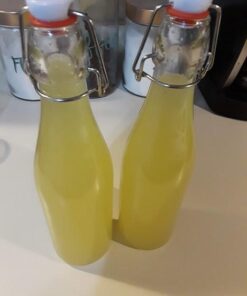 Estilo Swing Top Clear Glass Bottles,16oz Set of 6 Easy Cap Clear Bottles with Stoppers, Flip Top Glass Bottles to Store Home Brews, Oils, Vinaigrettes, Wines, Beer, Teas, Limoncello 16 oz 25 41SyJeLx9EL