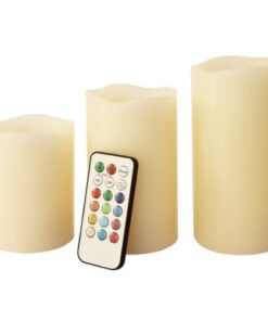 PrimeTrendz TM LED Flameless Candles, Weatherproof Outdoor & Indoor Multi Color Changing Flameless Wax Candles with Remote Control & Timer, 3 Pieces (4'', 5'', 6'' inch Candles) 8 41TCWOrhhWL 1