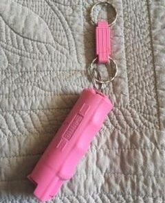 SABRE Pepper Spray, Supports National Breast Cancer Foundation, Maximum Police Strength OC Spray, Quick Release Keychain for Easy Carry and Fast Access, Finger Grip for More Accurate Aim, 25 Bursts Pink (1-Pack) 38 41ThKvtC4 L