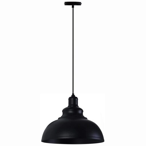 LIGHTESS Black Pendant Light Dimmable, Industrial Hanging Lights Metal Barn Farmhouse Kitchen Lighting Edison Ceiling Mount Fixture, OLL466