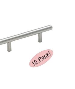Cosmas 305-030SN - 10 Pack Satin Nickel Cabinet Hardware Euro Style Bar Handle Pull - 3" Inch (76mm) Hole Centers, 5-3/8" Overall Length, 1/2" Inch Bar Diameter 25 41UKTDINJhL