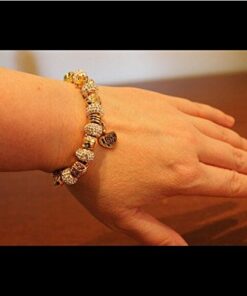 Long Way® Gold Plated Snake Chain Glass Beads I Love You Charm Beaded Bracelets for Women Yellow 20 41UQqvQAzWL