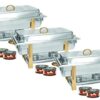 Tiger Chef 3-Pack 8 Quart Full Size Buffet Chafing Dish Set with Gold Accents and Gel Fuel Cans 8 Quart with Fuel Gel 34 41USccXPwDL
