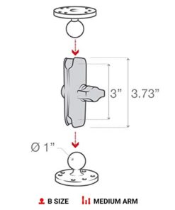 RAM Mounts RAP-B-201U Composite Double Socket Arm with Medium Arm Compatible with RAM B Size 1" Ball Components 23 41UxnDc9dL