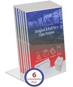 SOURCEONE.ORG Premium Clear 8.5 X 11-Inches Acrylic Slant Back Sign Holder, Brochure Holder 6 Pack Unbreakable 8 41V7ZJhcdML