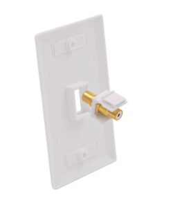VCE RCA Wall Plate(UL Listed), 1-Port Keystone Wall Plate with Female to Female RCA Keystone Jack Insert for Subwoofer Audio Port, White 10 41VywkP5smL