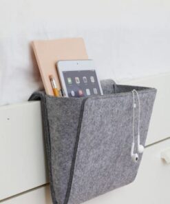 Kikkerland Grey Felt Bedside Pocket Caddy, Large Pocket Felt Storage, Organizer for Magazine Remotes Phone, Storage Bag Pocket for Bunk, Grey Single 20 41WQa4cOalL