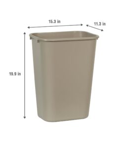 Alternative view of Rubbermaid Commercial Products 41QT/10.25 GAL Wastebasket Trash Container, for Home/Office/Under Desk, Beige (FG295700BEIG) 10 Gallons 1