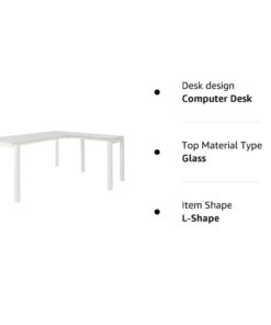 Signature Design by Ashley Baraga Contemporary Glass L-Shaped Home Office Desk, White 45 41WubpCjK1L