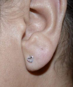 Rhodium Plated Sterling Silver Womens Hollow Heart PushBack Stud Earrings for Girls - 4mm 8 41Yin OBsQL