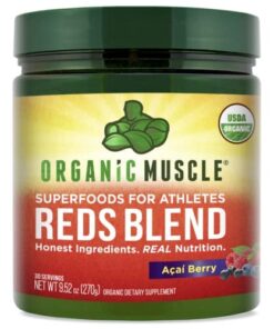 Organic Muscle Super Reds Powder - Organic Greens and Reds Superfood Powder with Organic Acai Berry, Pomegranate & Cranberry for Natural Energy & Metabolism Boost - Vegan & Non-GMO, 30 Servings Acai Berry Reds 30 Servings (Pack of 1) 31 41YyQtJVtyL