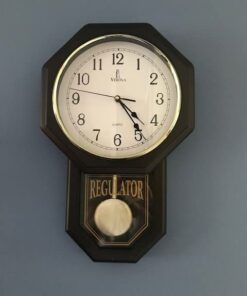 Pendulum Wall Clock - Regulator Clock - Wooden Schoolhouse Wall Clock with Pendulum - Wood Pendulum Clock Battery Operated - Decorative Wall Clocks for Living Room Decor, Home, Office and Gift 18x11 30 41Z3BXjeLlL