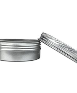 JOYWENG 24 Pack (2 Oz/60ml) Screw Top Round Aluminum Tin Cans, Metal Tin Storage Jar Containers with Screw Cap for Lip Balm, Cosmetic, Candles, Salve, Make Up, Eye Shadow, Powder, Tea 23 41ZSrTiVgiL