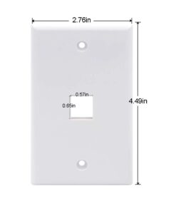 VCE RCA Wall Plate(UL Listed), 1-Port Keystone Wall Plate with Female to Female RCA Keystone Jack Insert for Subwoofer Audio Port, White 11 41ZbIM42oUL