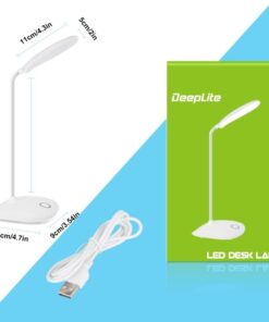 DEEPLITE LED Desk Lamp with Flexible Gooseneck 3 Level Brightness, Battery Operated Table Lamp 5W Touch Control,Compact Portable lamp for Dorm Study Office Bedroom,Eye-Caring and Energy Saving White 1 Pack 38 41a6tTAeHL