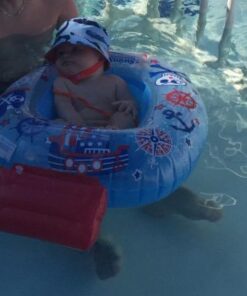 SwimSchool Lil’ Skipper Baby Boat – 6-18 Months – Inflatable Baby Pool Float with Adjustable Backrest and Safety Seat – Blue/Red Blue,red 22 41c6mYe26uL
